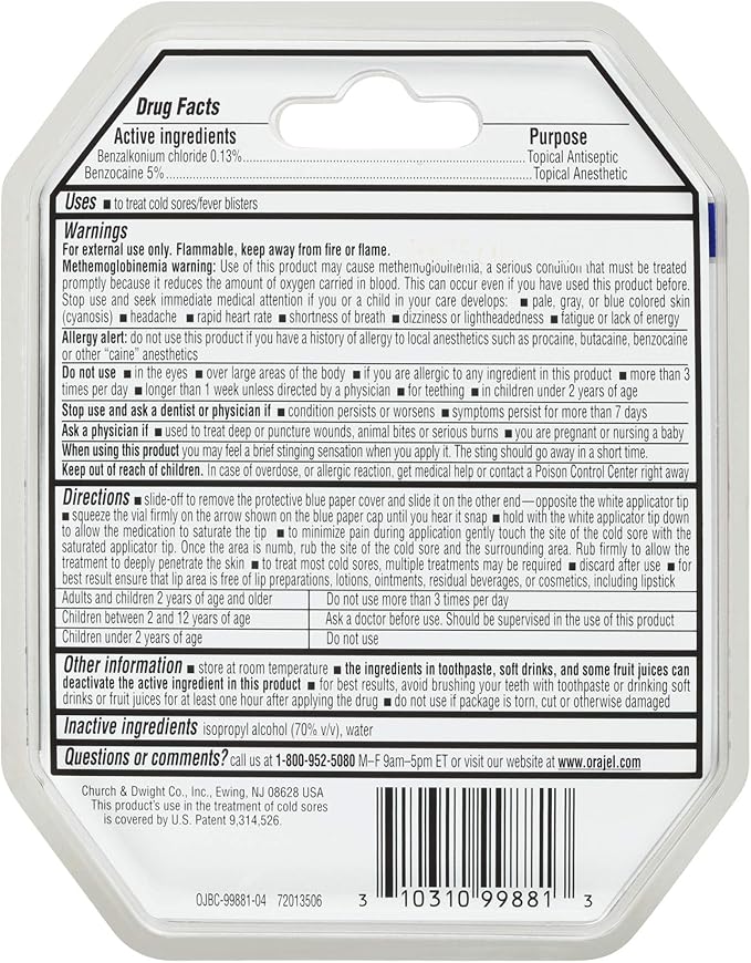 Orajel Cold Sore Treatment – Instant #1 Oral