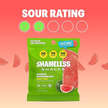 Shameless Snacks - Healthy Low Calorie Snacks, Low Carb Keto Gummies (Gluten Free Candy) - 6 Pack Wassup Watermelon