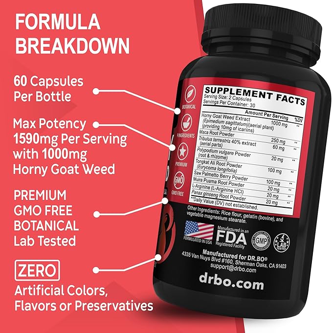 Horny Goat Weed For Men and Women 1590mg Extra 60 Pills