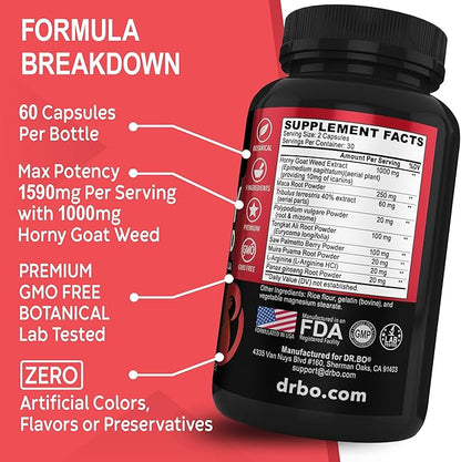 Horny Goat Weed For Men and Women 1590mg Extra 60 Pills