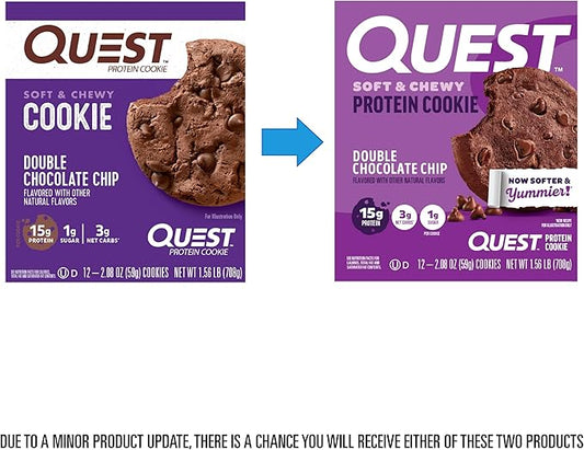 Quest Nutrition Double Chocolate Chip Protein Cookie, High Protein, Low Carb, 12 Count
