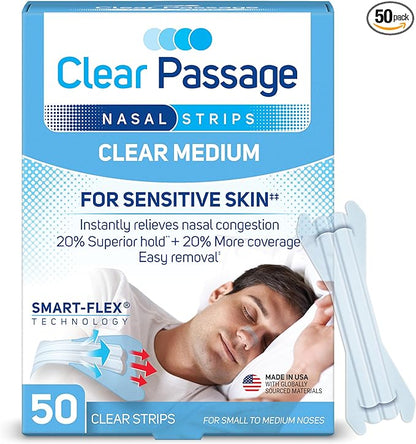 Nasal Strips Medium, Clear, 50 ct