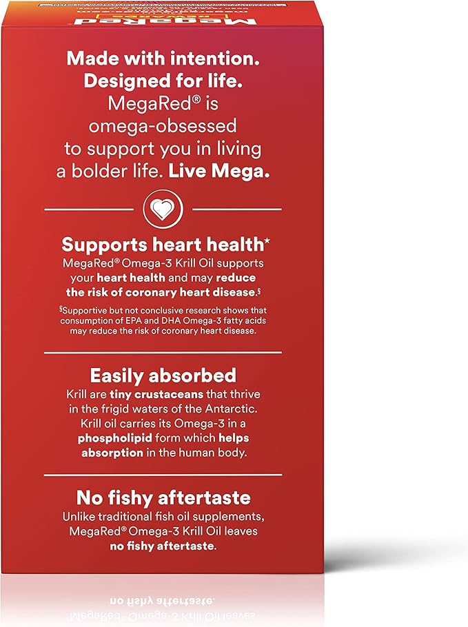 MegaRed Antarctic Krill Oil 500mg Omega 3 Fatty (90cnt box),