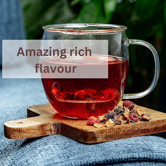 Fruit Tea Loose Leaf – Hot or Cold Brew - Wild Berry Herbal Blend - Rich, Fruity Taste with All-Natural Ingredients – 4oz