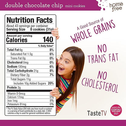 Homefree Mini Double Chocolate Chip Cookie Box, Gluten Free, Nut Free, Vegan, School Safe and Allergy Friendly Snack, 1 LB Bag (Pack of 3)