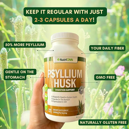 PSYLLIUM HUSK CAPSULES 1450mg Per 240 Capsules 100% Natural