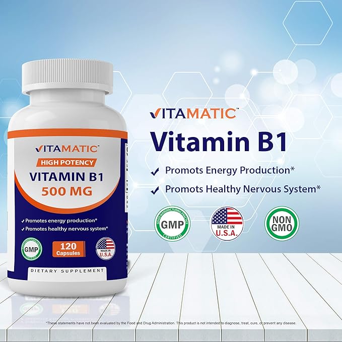 Vitamatic 3 Pack Vitamin B1 (Thiamine) 500mg, 120 120 Capsules