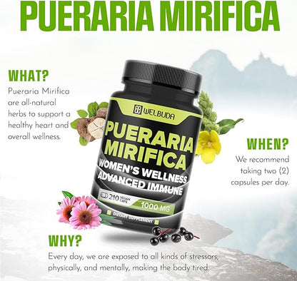 1000mg Pueraria Mirifica Capsules with Maca 210 Pills 105 Servings
