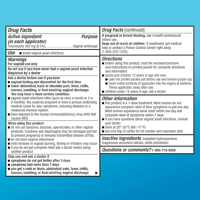 Amazon Basic Care Tioconazole Ointment 6.5 1-Dose Treatment, 0.16 ounce 1)