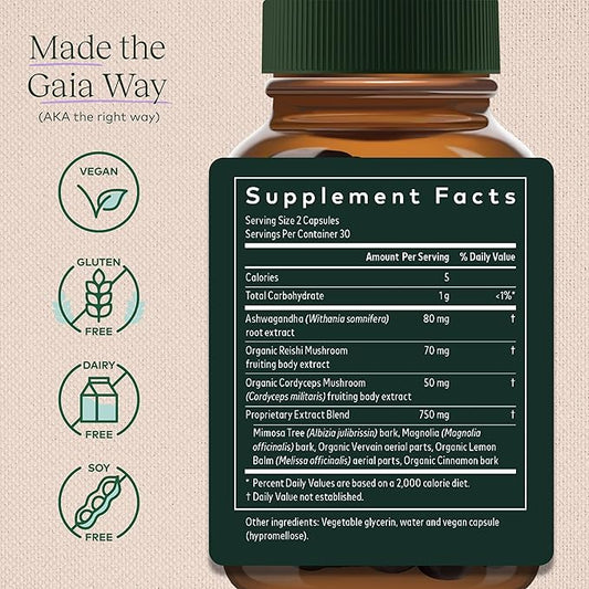 Gaia Herbs Adrenal Health Nightly Restore 120 Vegan (60 Servings)