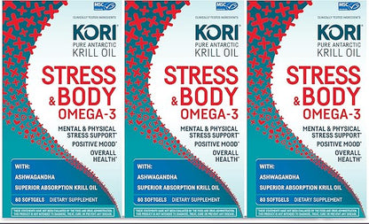 Kori Stress & Body Adaptogen Supplement Ashwagandha/Omega-3 Fatty 80 softgels 3)