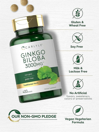 Carlyle Ginkgo Biloba 3000mg 400 Tablets
