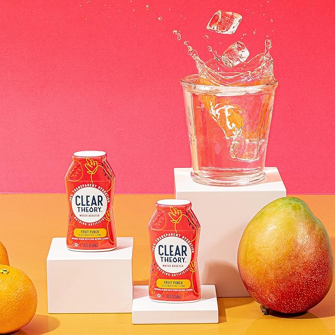 Clear Theory Water Flavoring Drops with Electrolytes, Water Enhancer Liquid Flavored Water Drink Mix, Hydration for Kids, Vegan, Gluten Free, Low Calorie, 6 Pack (Fruit Punch, Blue Raspberry & Watermelon Berry)