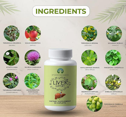 Liver Support Herbal Ayurvedic Supplement, Supports 13 Powerful 60 Caplets