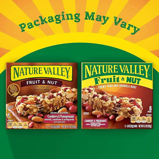 Nature Valley Chewy Fruit & Nut Granola Bars, Cranberry Pomegranate, 6 Bars, 6.7 OZ (Pack of 6)
