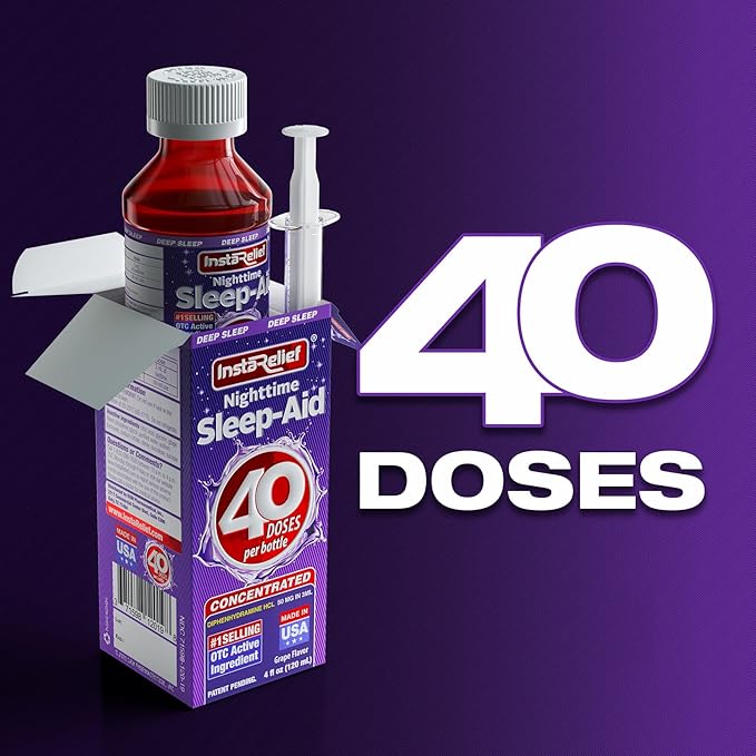 Nighttime Sleep-Aid Liquid, 50mg Diphenhydramine HCl, (80 Doses),
