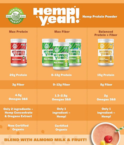 Manitoba Harvest Hemp Yeah! Organic Max 16oz; with 10g of 9g Protein 1.9g Omegas 3&6 per