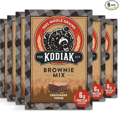 Kodiak Cakes Chocolate Fudge Brownie Mix, 14.8 Ounce Boxes (Pack of 6)