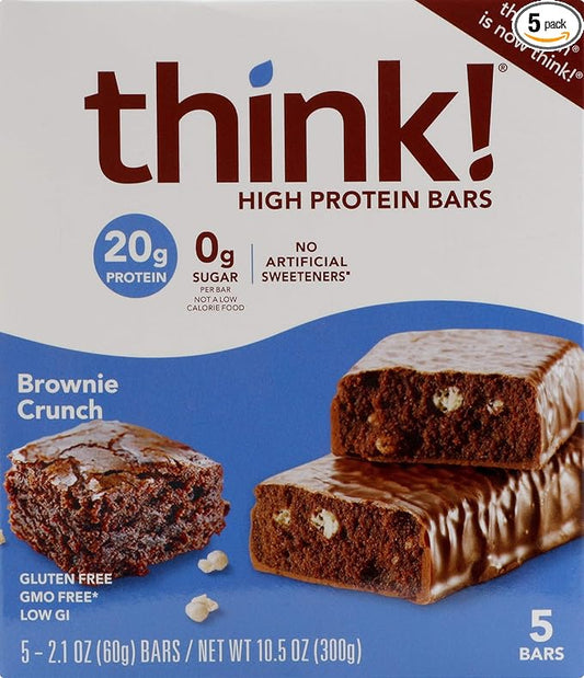 Glanbia Performance Thinkthin High Protein Bars, Brownie Crunch, 5 ct