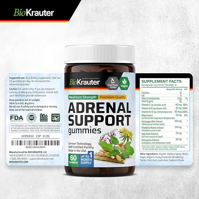 Adrenal Support Gummies B6, B12 B12 - 60 Chews