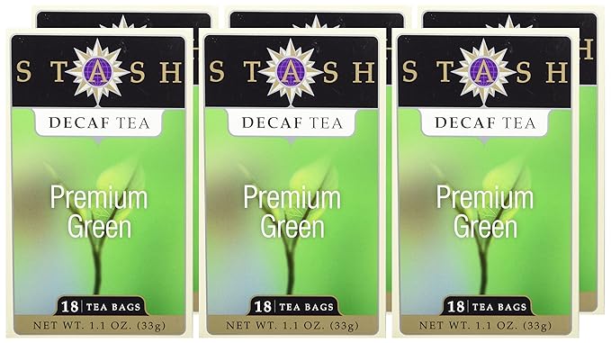 Stash Tea Decaf Premium Green Tea - Decaf, Non-GMO Project Verified Premium Tea with No Artificial Ingredients, 18 Count (Pack of 6) - 108 Bags Total