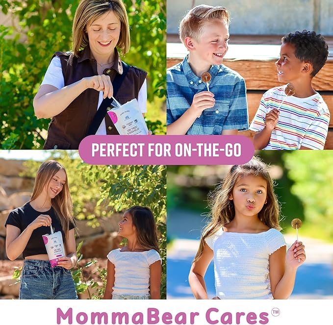 MommaBear Organics Handcrafted Kids Cough Lollipops – Natural Sore Throat Relief & Cough Drop Suckers for Kids 3+ – Elderberry Bits, Honey & Organic Flavors – Tightly Sealed for Freshness - 10 Count