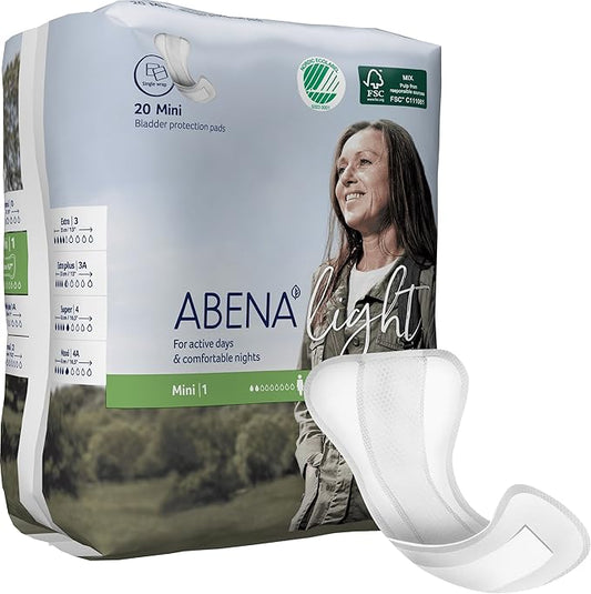 Abena Light Premium Incontinence Pads, (Sizes 0 To 4A) Size 1, 20 20 Count