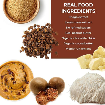 Laird Superfood Functional Protein Bars – Protein Bar but Better with Real Ingredients, Functional Mushrooms 10g Plant-Based Protein, 6g Fiber - Non-GMO - Peanut Butter Chocolate Chip, 10 Count (Pack of 1)