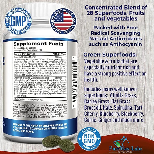 Fruit and Veggie Superfood Greens 120 Tablets 28 Fruits 120 Tablets
