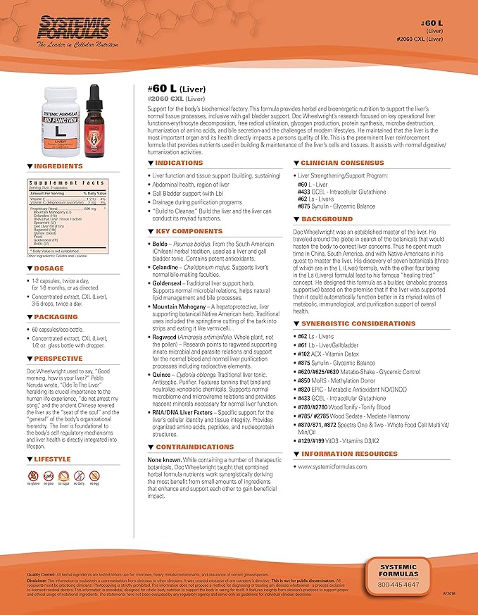 Systemic Formulas L 60 Capsules #60. Liver