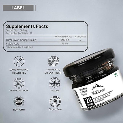 500mg Shilajit Supplement 84+ Fulvic