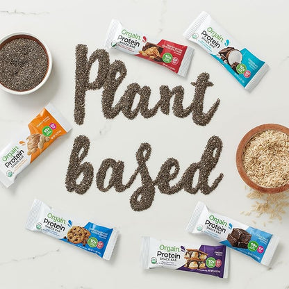 Orgain Organic Vegan Protein Bars, Peanut Butter Chocolate Chunk - 10g Plant Based Protein, Low Calorie Healthy Snacks, No Lactose or Soy Ingredients, Gluten Free, Non-GMO - 1.41 Oz (Pack of 12)