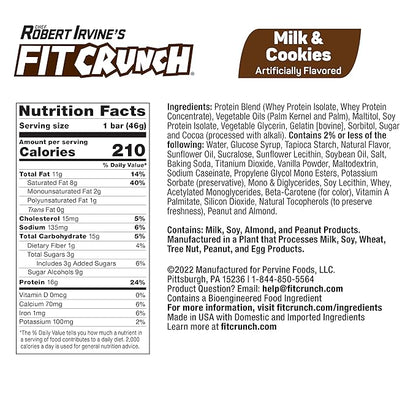 FITCRUNCH Snack Size Protein Bars, World’s Only 6-Layer Baked Bar, Just 3g of Sugar & Soft Cake Core (9 Count, Milk & Cookies)