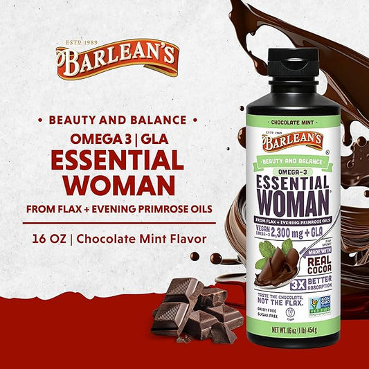 Barlean's Essential Woman Chocolate Mint Liquid 3 6 6 9 9 and 16 oz