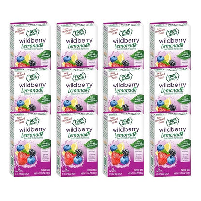 True Lemon Wildberry Lemonade Water Enhancer Drink Mix (12 Pack of 10 Count Boxes), Low Calorie Drink Mix Packets for Water, Powdered Drink Mixes & Flavorings, Individual Drink Packets, Water Flavor