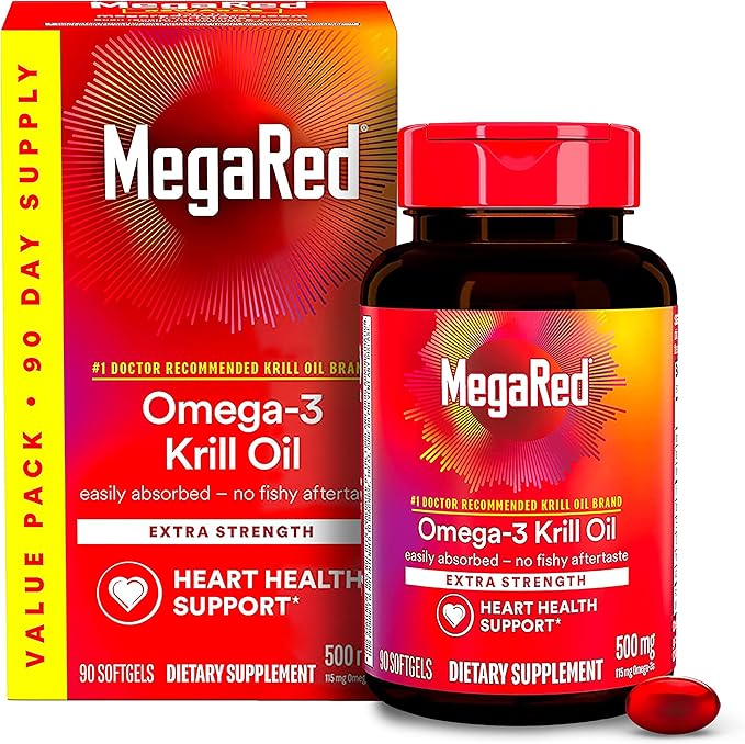 MegaRed Antarctic Krill Oil 500mg Omega 3 Fatty (90cnt box),