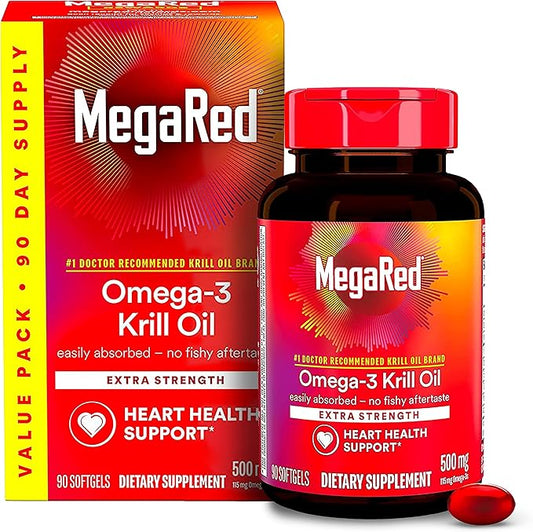 MegaRed Antarctic Krill Oil 500mg Omega 3 Fatty (90cnt box),