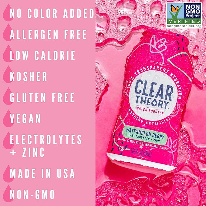 Clear Theory Water Flavoring Drops with Electrolytes, Water Enhancer Liquid Flavored Water Drink Mix, Hydration for Kids, Vegan, Gluten Free, Low Calorie, 6 Pack (Fruit Punch, Blue Raspberry & Watermelon Berry)