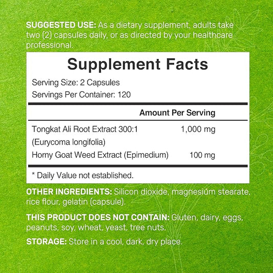 Tongkat Ali Extract 300:1 with Horny 1,100mg, 240* 240* Capsules