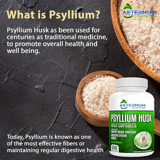 Aeternum Psyllium Husk Caps USA Made 240 Husk 725 Mg 100% Soluble