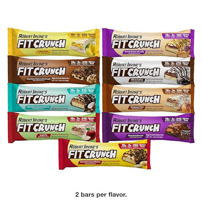 FITCRUNCH Snack Size Protein Bars, 6-Layer Baked Bar, 3g of Sugar, Gluten Free & Soft Cake Core (18 Count, Flavor Lovers)