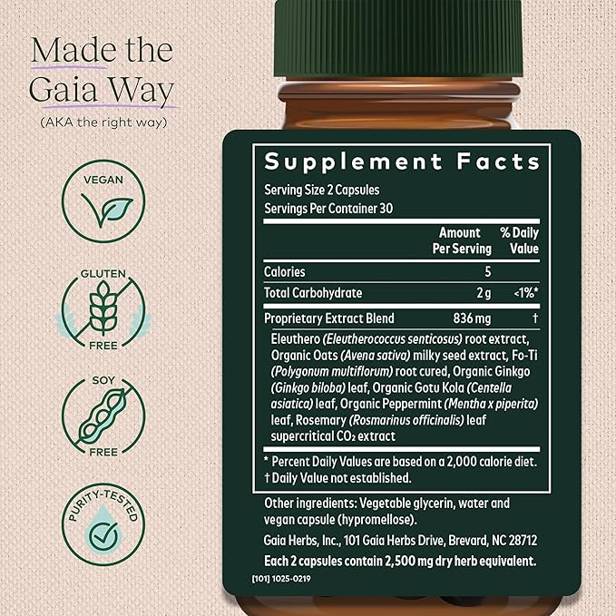 Gaia Herbs Mental Alertness 60 Vegan (15-Day Supply)