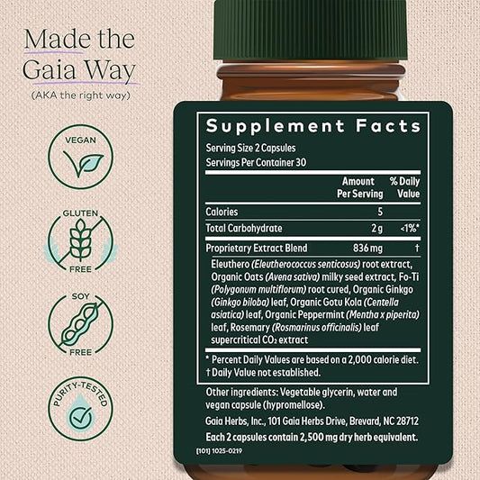 Gaia Herbs Mental Alertness 60 Vegan (15-Day Supply)