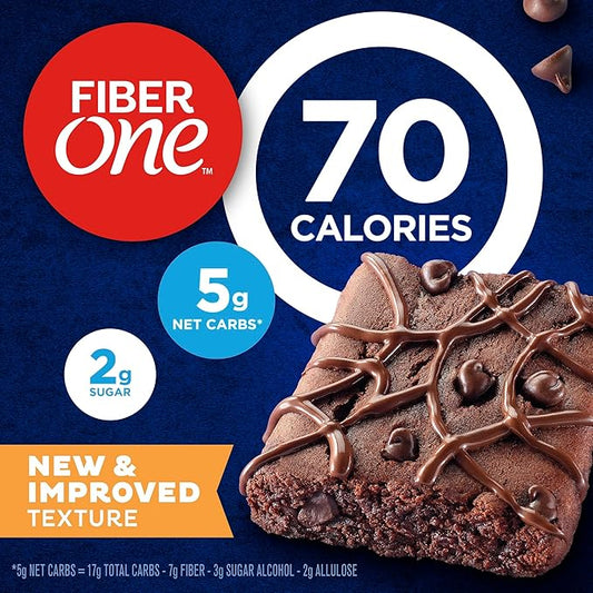 Fiber One 70 Calorie Brownies, Chocolate Fudge, Snack Bars, Value Pack, 12 Bars, 10.6 oz (Pack of 4)
