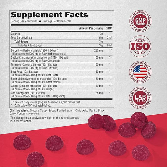 Berberine with Ceylon Cinnamon Gummies 10000 mg 7-in-1 Heart 60 Gummies