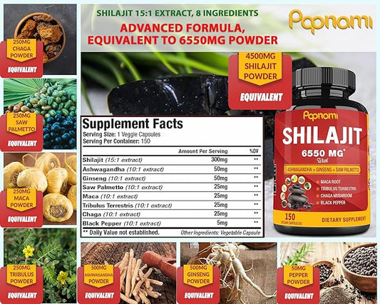 Shilajit Himalayan Supplement 6550mg for Men 150 Capsules