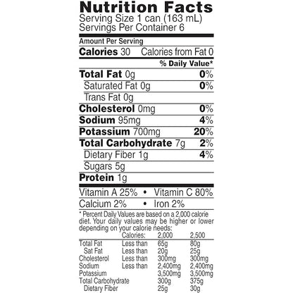 V8 Low Sodium Original 100% Vegetable Juice, 5.5 Fl Oz - 6 Count (Pack of 4)