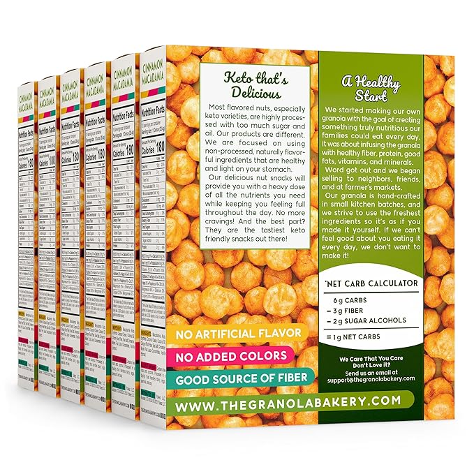 TGB Cinnamon Macadamia Nuts | 1g Net Carb Keto Snack | Gluten Free Low Carb Candy, 10 Ounces (Pack of 6)