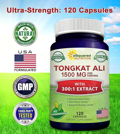 aSquared Nutrition Tongkat Ali 1500mg 120 Capsules