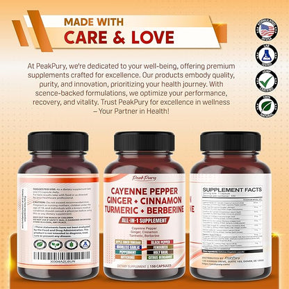 Cayenne Pepper 8000mg Ginger 3000mg Turmeric 2500mg Berberine 2500mg -